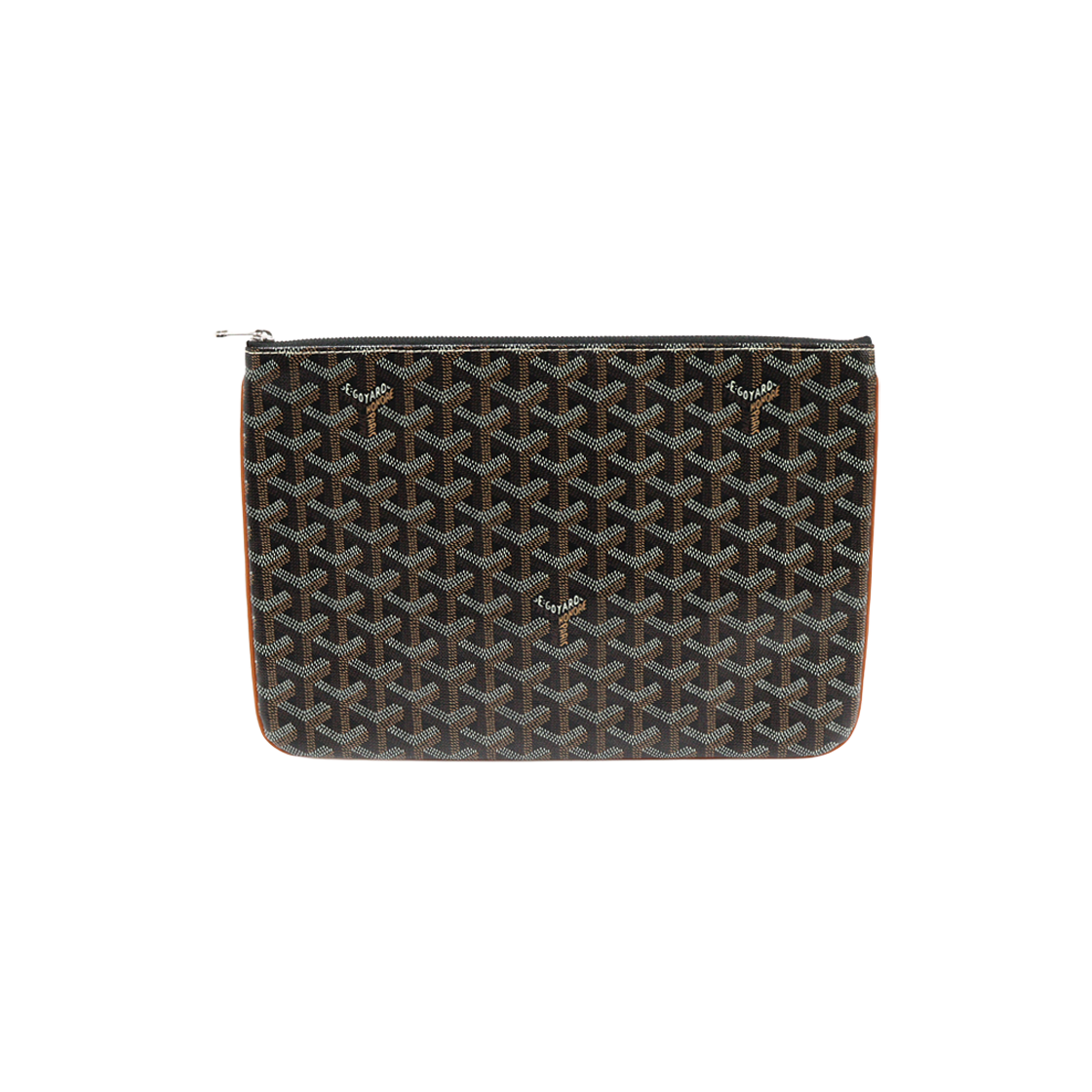고야드 APMSENAT2-MM 블랙 탄 고야딘 캔버스 세나 MM 클러치(Goyard Senat MM Clutch in Black Goyardine Canvas)