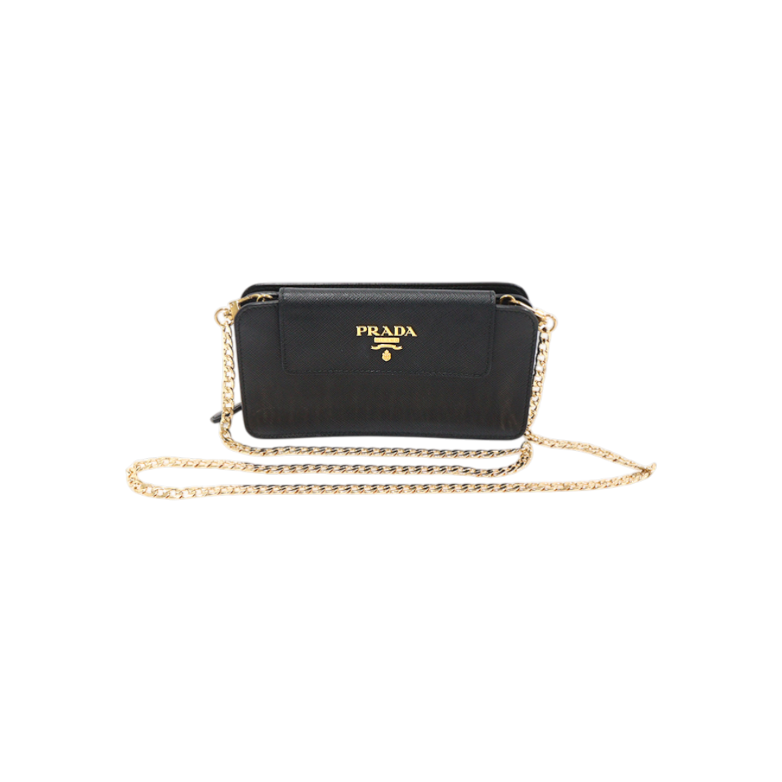 프라다 1ZH048 블랙 사피아노 레터링 WOC 체인 미니 크로스백(Prada Black Saffiano Lettering WOC Chain Mini Crossbody Bag)