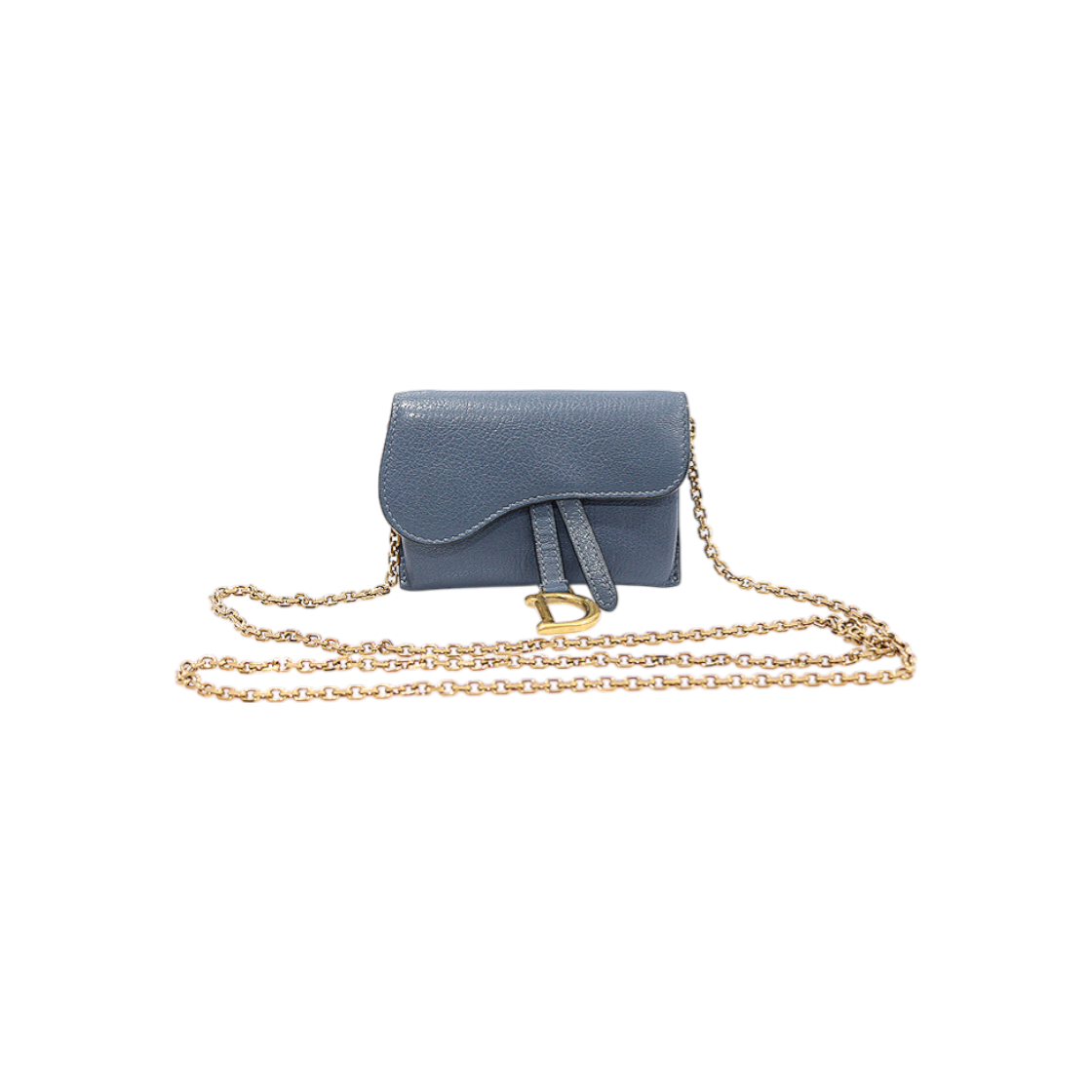 ITIECN53IMJB Dior S5654CCEH Dark Denim Goatskin Saddle Nano Chain Crossbody Bag