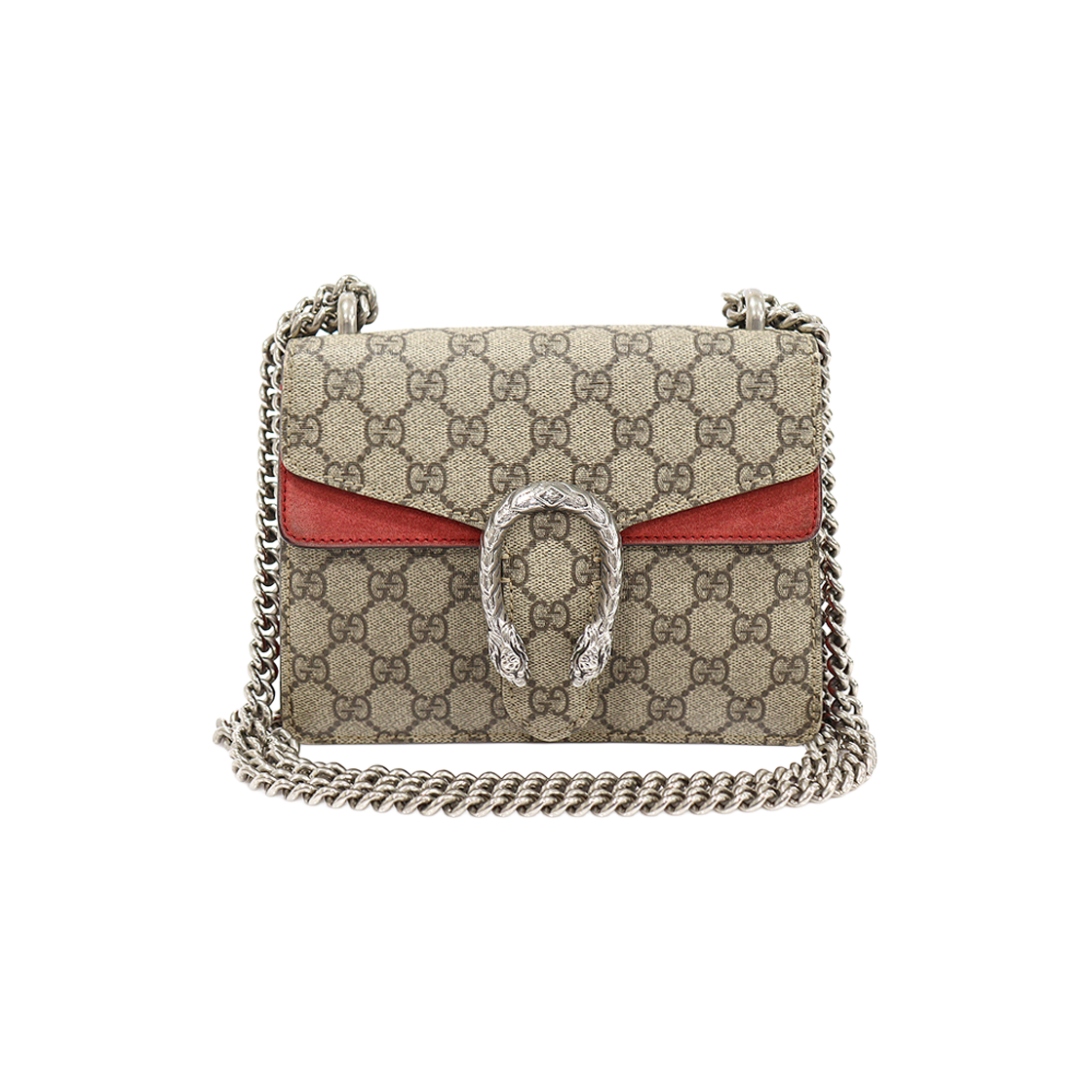 구찌 421970 GG 수프림 캔버스 레드 스웨이드 디오니서스 미니 체인 숄더백(Gucci 421970 GG Supreme Canvas Red Suede Dionysus Mini Chain Shoulder Bag) - 1