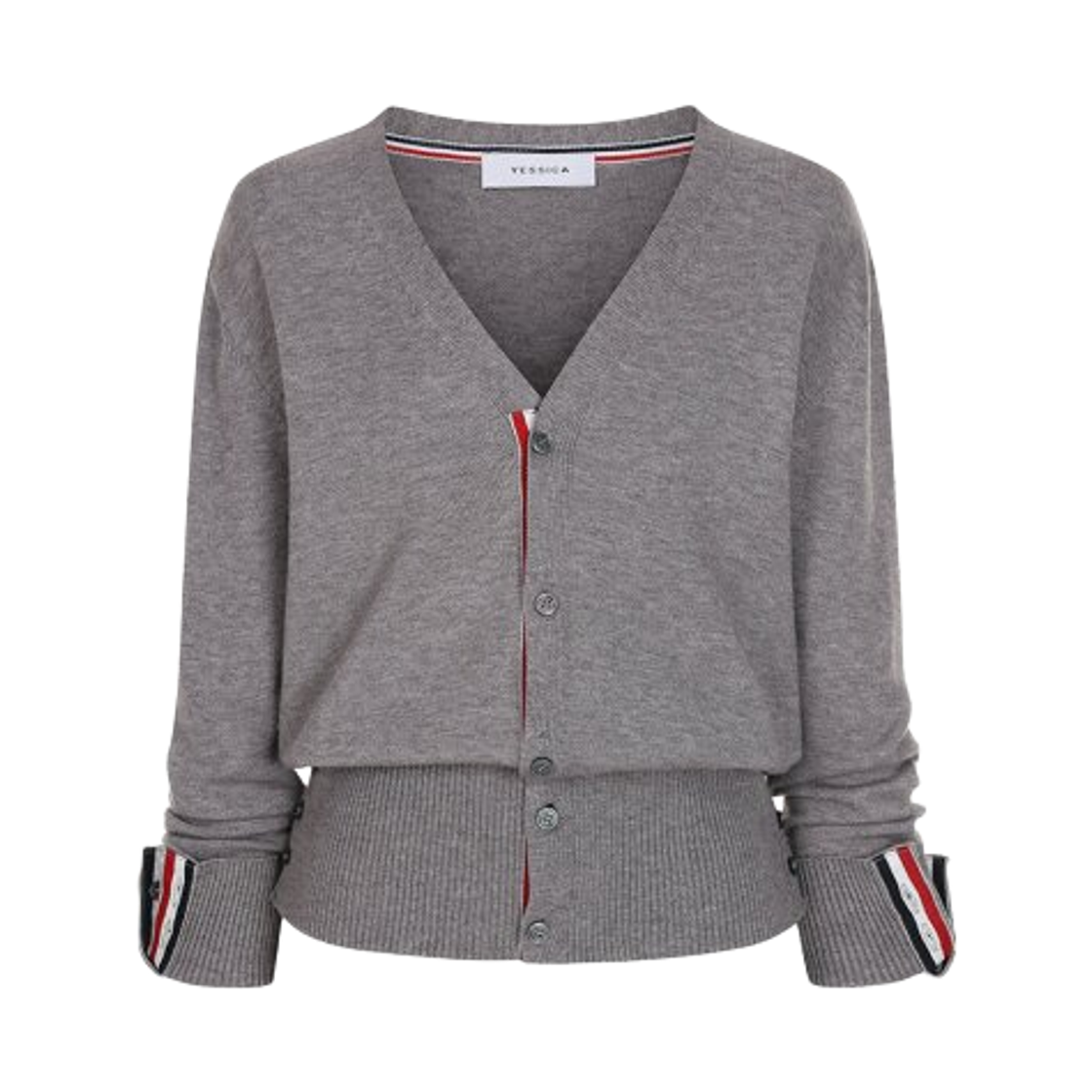 FKC570A-Y3005-055 (W) Thom Browne Milano Stitch Cardigan Light Grey