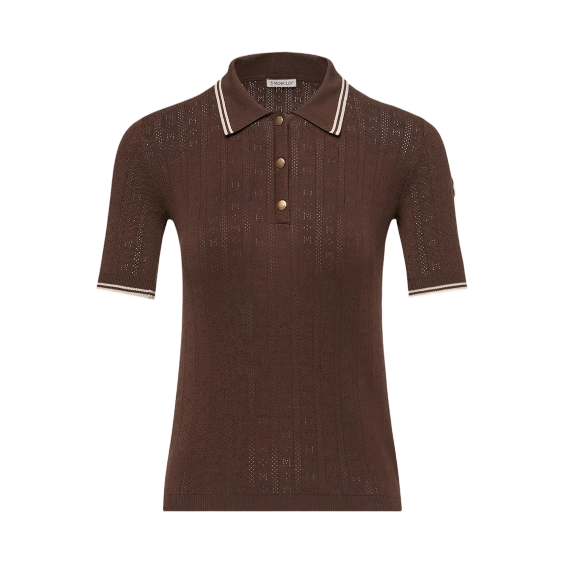 L1-093-9A00005-M9371-242 (W) Moncler Rhombus & Logo Pattern Cotton Polo Shirt Brown - 26SS