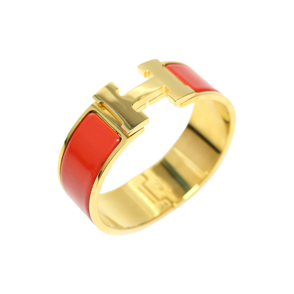 에르메스 H300001F 루주 코라이유 에나멜 금장 클릭클락 H PM 여성 팔찌(Hermes H300001F Rouge Corail Enamel Gold-Plated Click Clack H PM Women's Bracelet) - 1