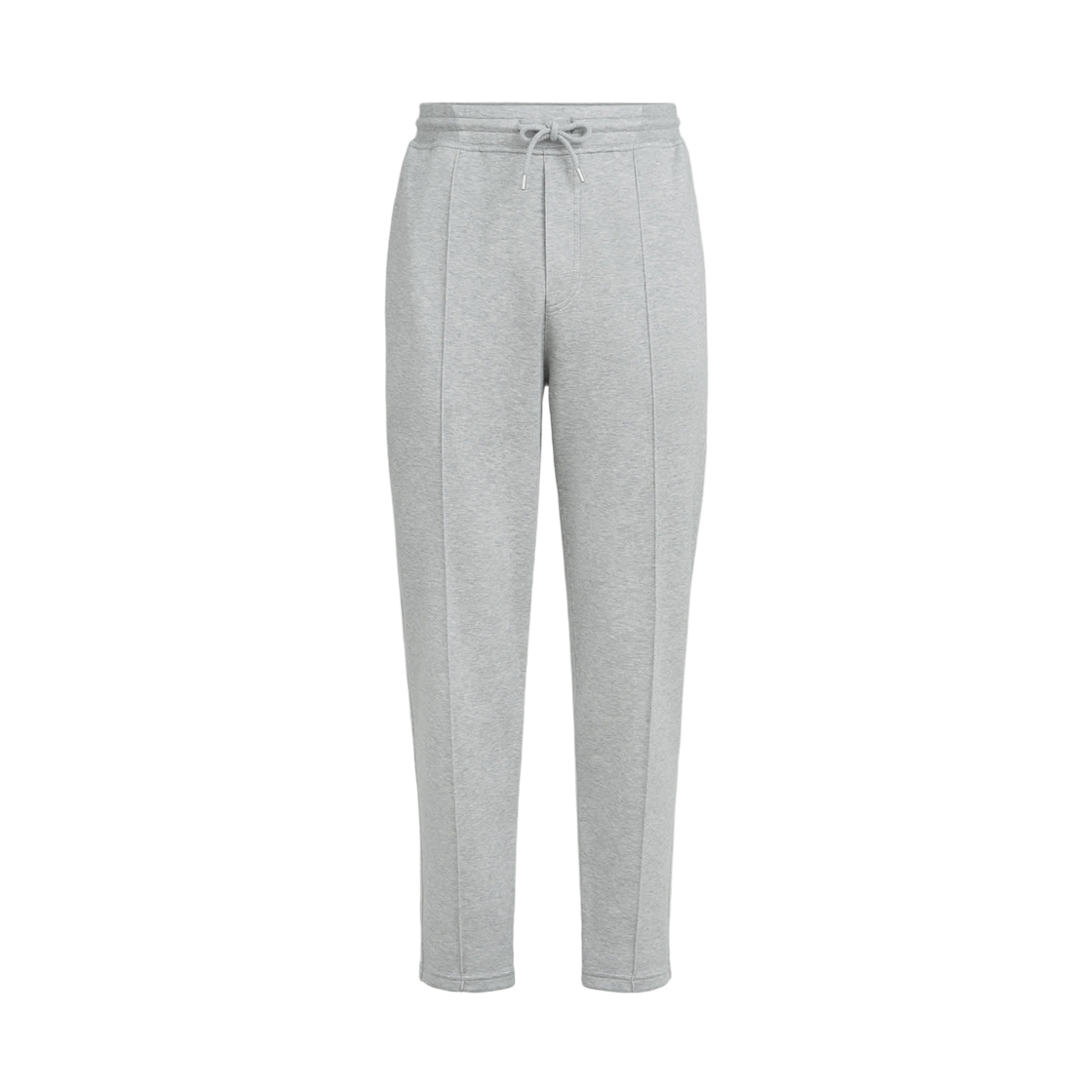 MM8313212G-C1252 Brunello Cucinelli Cotton Cashmere and Silk French Terry Double Cloth Trousers with Crete Detail Grey