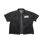 Punch Drunk Parties Partier Tagged Crop Shirt Bleached Black