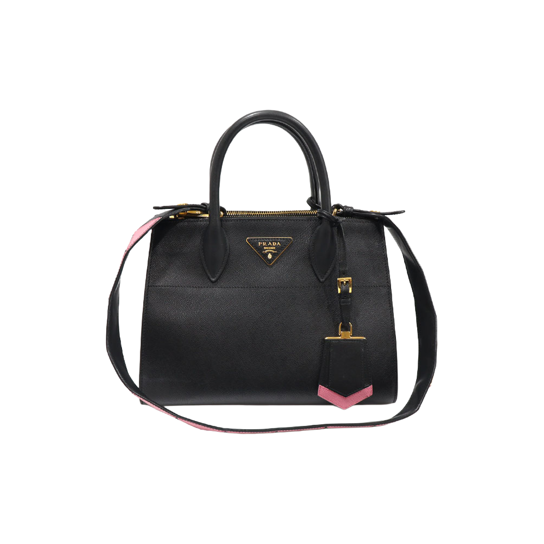 IT2WTL8ECLJJ Prada 1BA103 Black Saffiano City Calfskin Gold Hardware Paradigm 2-Way Bag