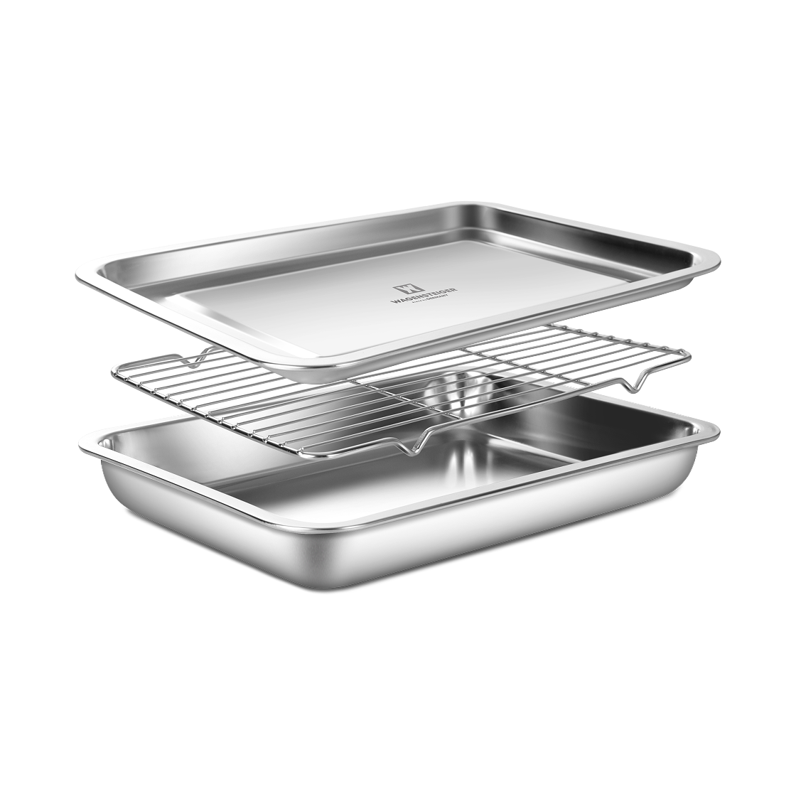 바겐슈타이거 스텐 사각트레이 3종세트 No.3(WAGENSTIEGER Non-abrasive Stainless Steel Rectangular Tray Set NO.03) - 1