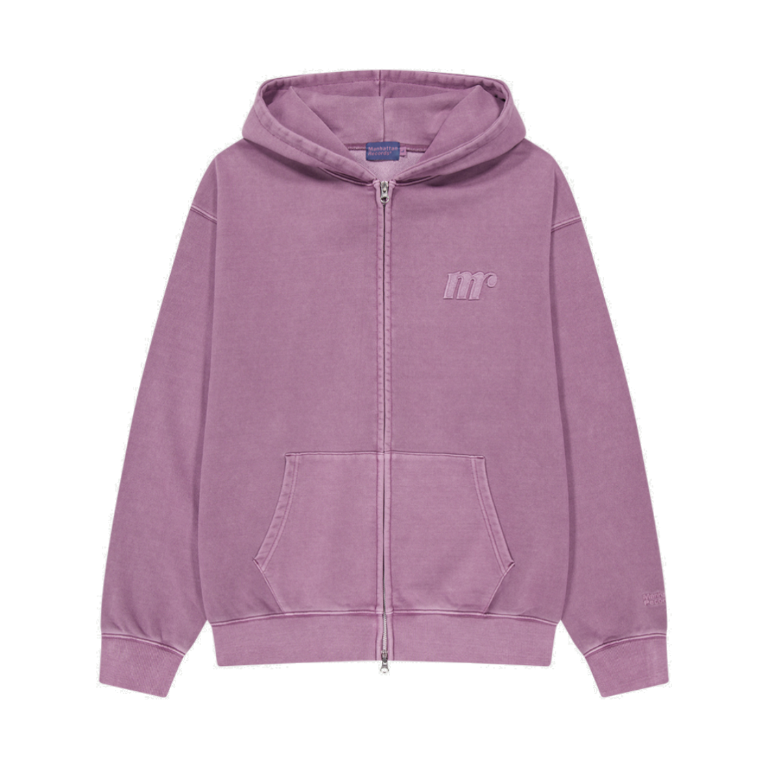 맨하탄 레코즈 로고 피크먼트 집업 후디 - 퍼플