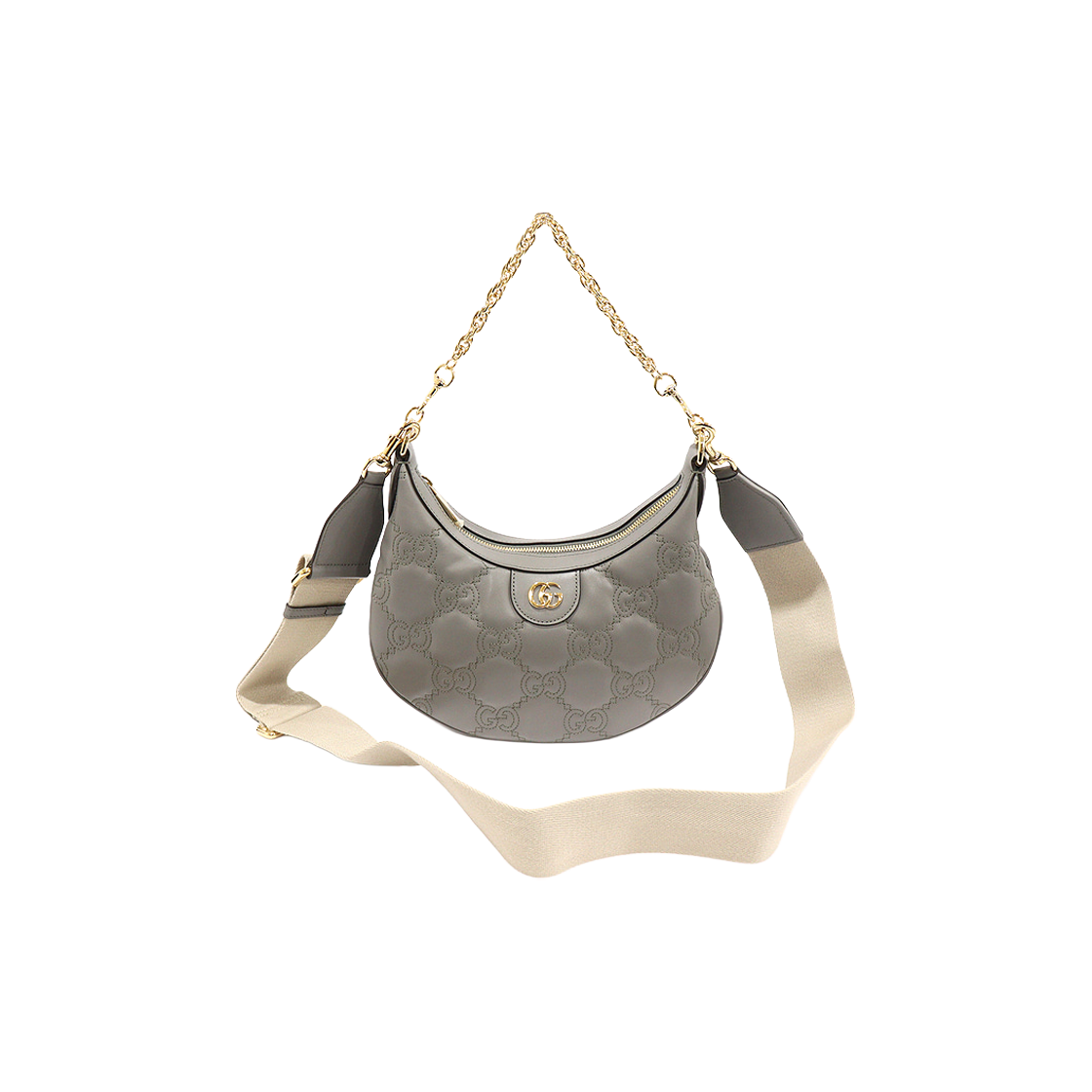 IT4FKVG9EJGQ Gucci 739709 Gray GG Matelasse Double G Small Chain Hobo Bag 2-Way