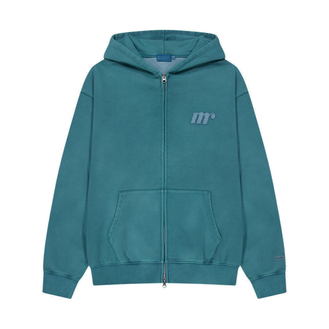 맨하탄 레코즈 로고 피크먼트 집업 후디 - 블루