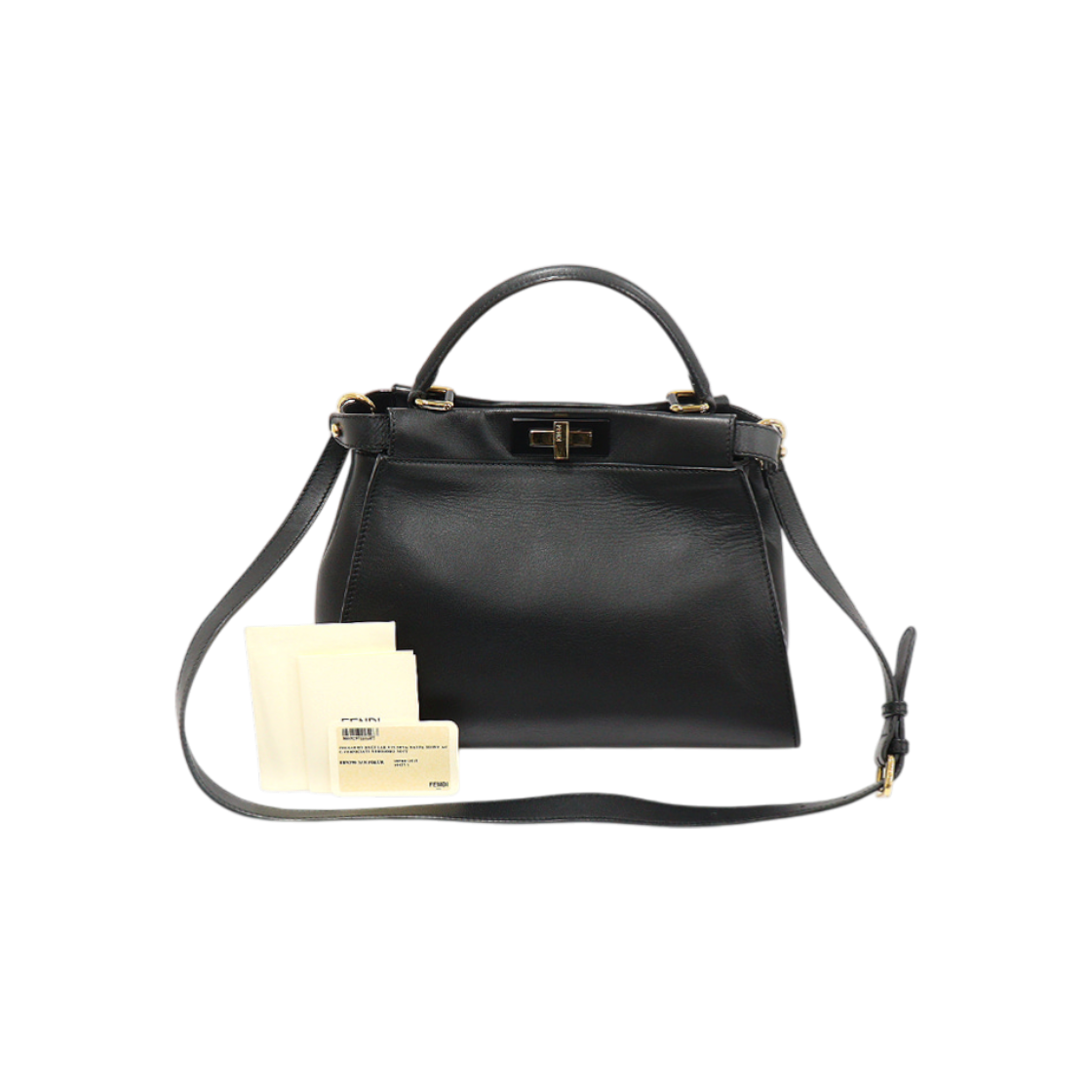펜디 8BN290 블랙 카프스킨 피카부 레귤러 미듐 2WAY(Fendi 8BN290 Black Calfskin Peekaboo Regular Medium 2-Way Bag) - 1