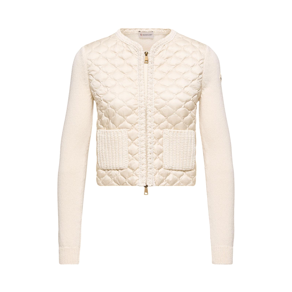 (W) 몽클레르 지오메트릭 퀼티드 패딩 집업 가디건 화이트 - 26SS((W) Moncler Geometric Quilted Padded Zip Up Cardigan White - 26SS)