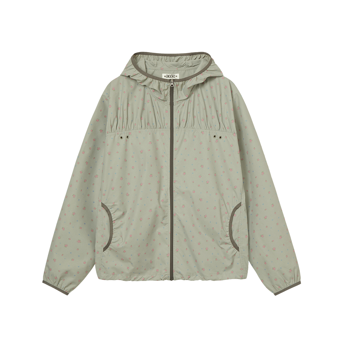 에이이에이이 플라워 윈드브레이커 자켓 카키(AEAE Flower Windbreaker Jacket Khaki) - 1