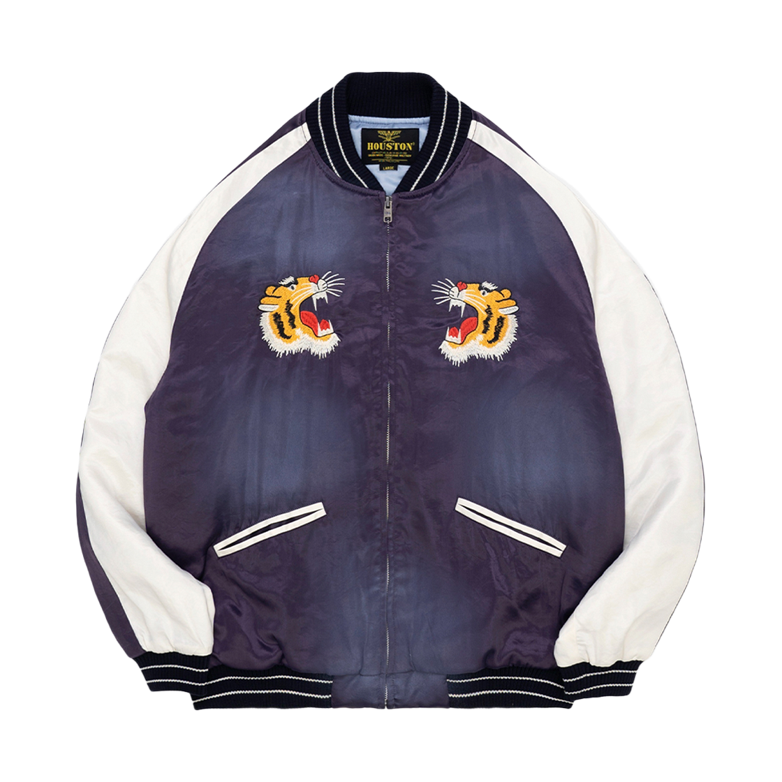 51602NV Houston Japan Used Finishing Sovenir Jacket Tiger Navy 51602