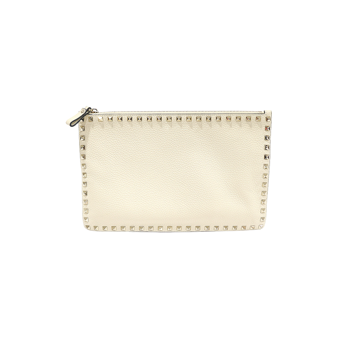 IT7J5I6KQ57E Valentino Ivory Stampe Alce Calfskin Gold Rockstud Pouch Clutch