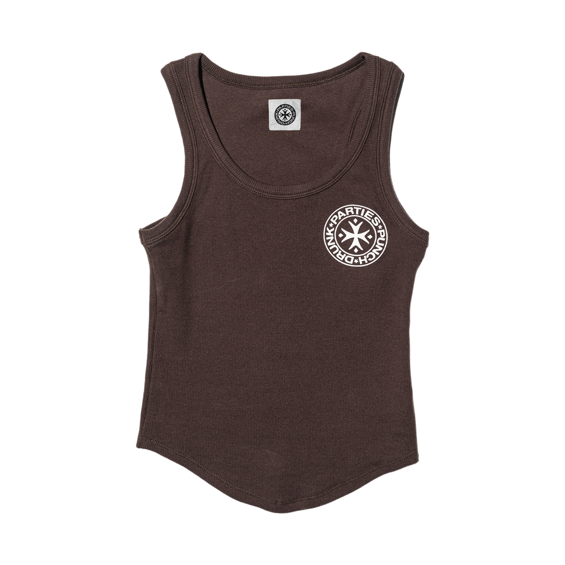 펀치 드렁크 파티즈 SHG 로고 베리에이션 슬리브리스 브라운(Punch Drunk Parties SHG Logo Variation Sleeveless Brown)