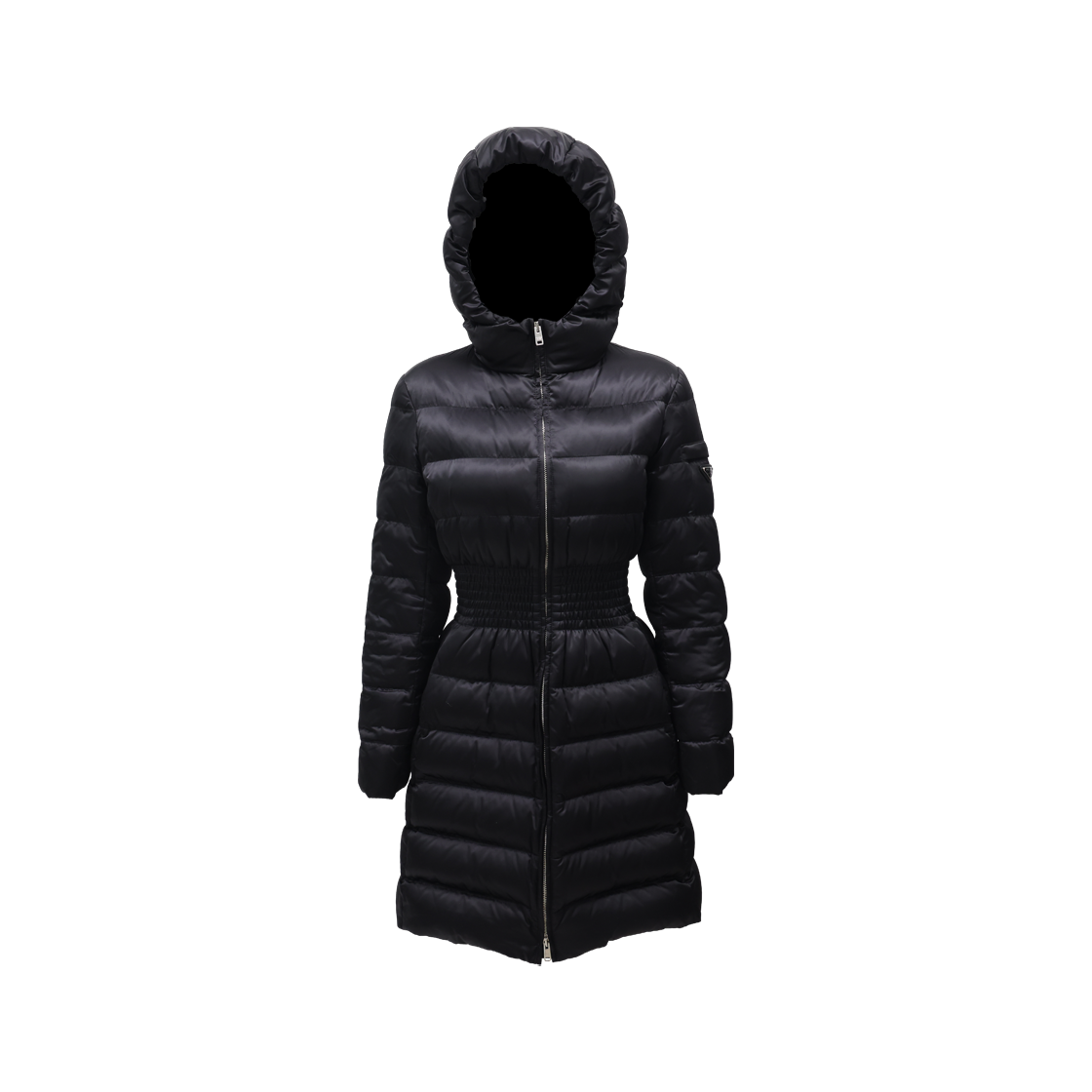 프라다 29B364 밴딩 롱 다운자켓 나일론 블랙(Prada 29B364 Nylon Black Long Down Jacket with Belt)