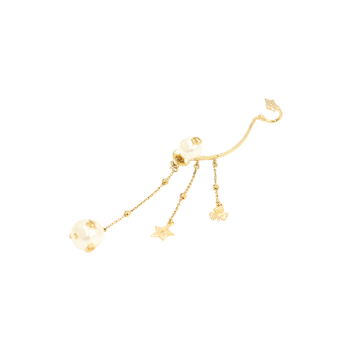 디올 E0863PDSFW_D301 골드 피니시 진주 펄 장식 SHINY-D 이어커프 귀걸이(Dior E0863PDSFW_D301 Gold Finish Pearl Accent Shiny-D Ear Cuff Earrings)