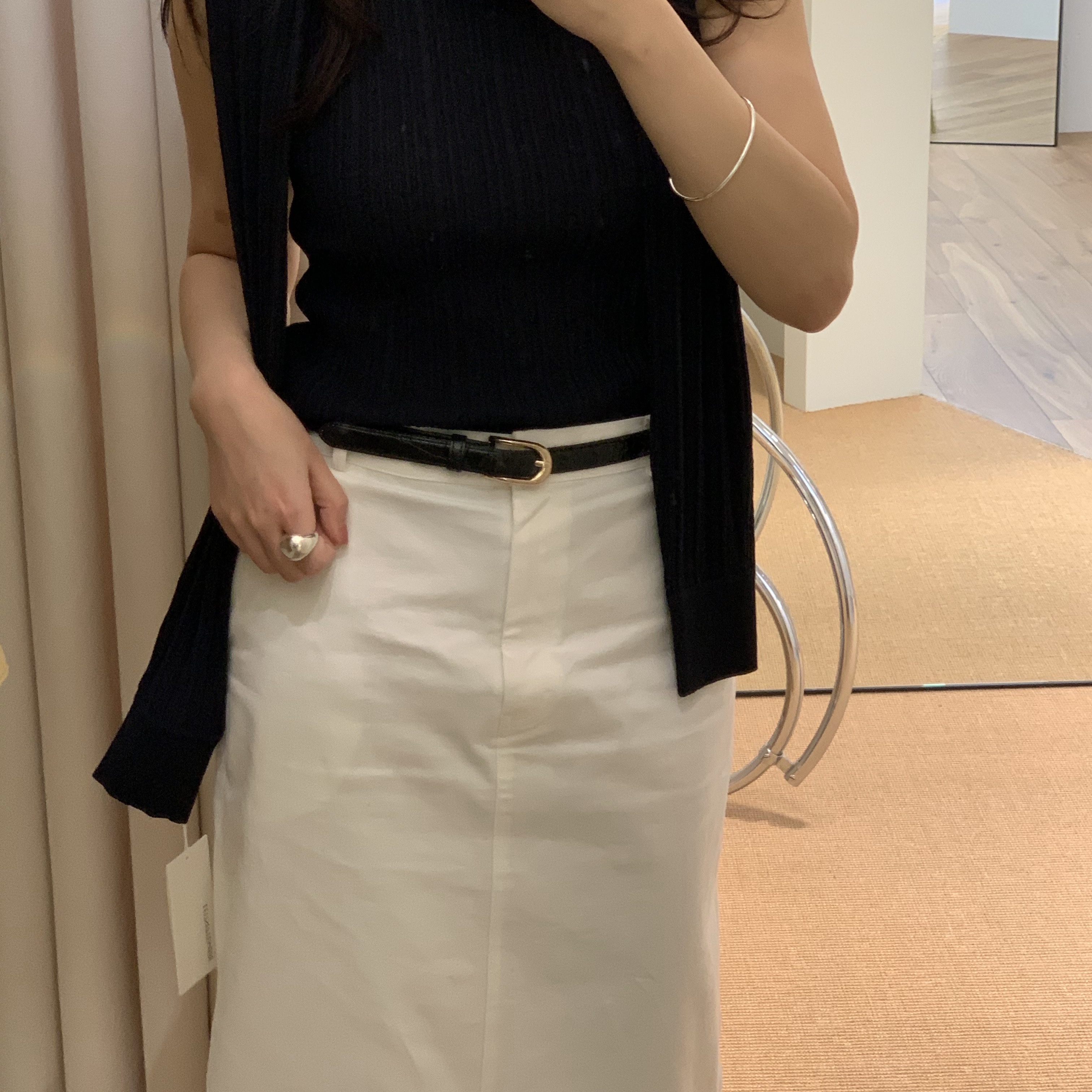 Byweekend Momo Ring Silver, Byweekend Rain Drop Bangle Silver 착용 스타일 - 4