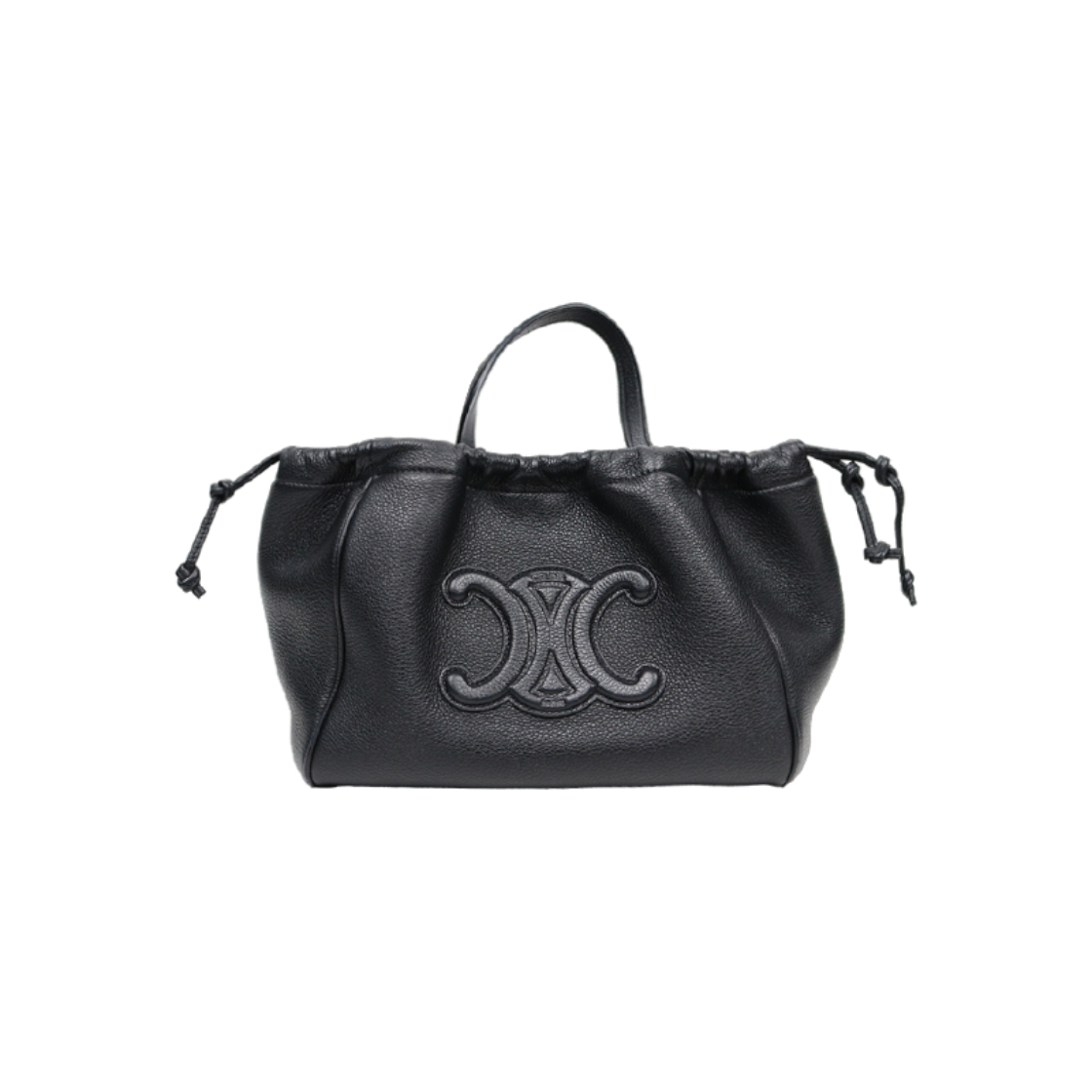 셀린느 블랙 레더 퀴르 트리오페 드로우스트링 숄더백 D-A40821(Celine Black Leather Triomphe Drawstring Shoulder Bag D-A40821)