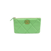Chanel AP1059 Green Goatskin Gold Metal Logo 19 Small Pouch (30 Series)