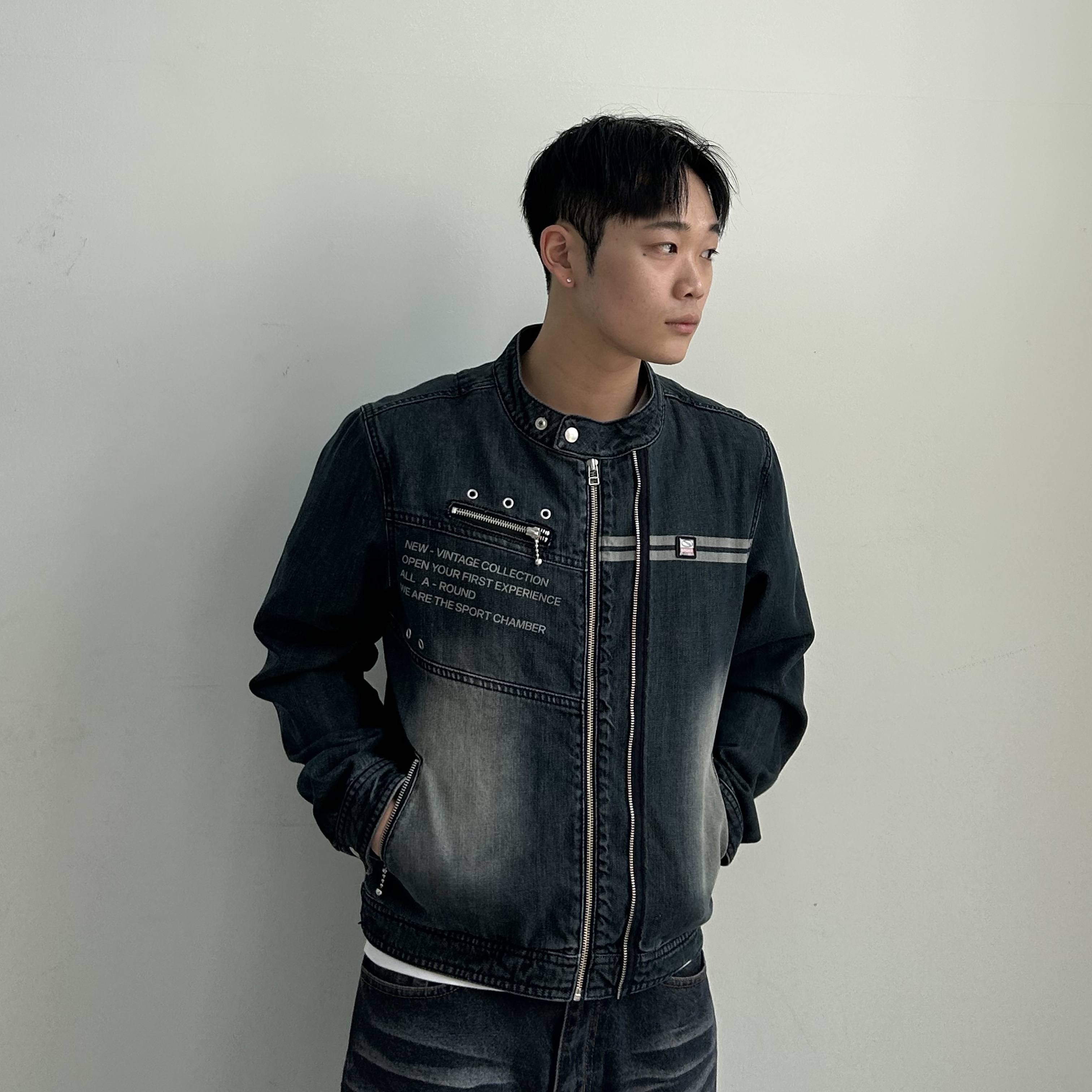 SPORT CHAMBER SC Denim Biker Jacket INDIGO 착용 스타일 - 3