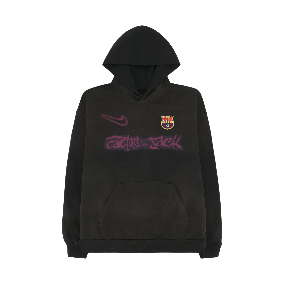 나이키 FC 바르셀로나 x 트래비스 스캇 스프레이 로고 후드 블랙(Nike FC Barcelona x Travis Scott Spray Logo Hoodie Black)