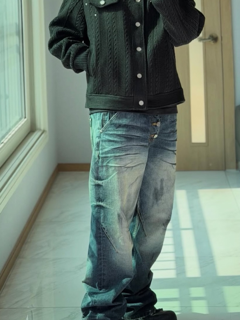 PACOSPLY Rwm Jeans Dirty Blue 착용 스타일