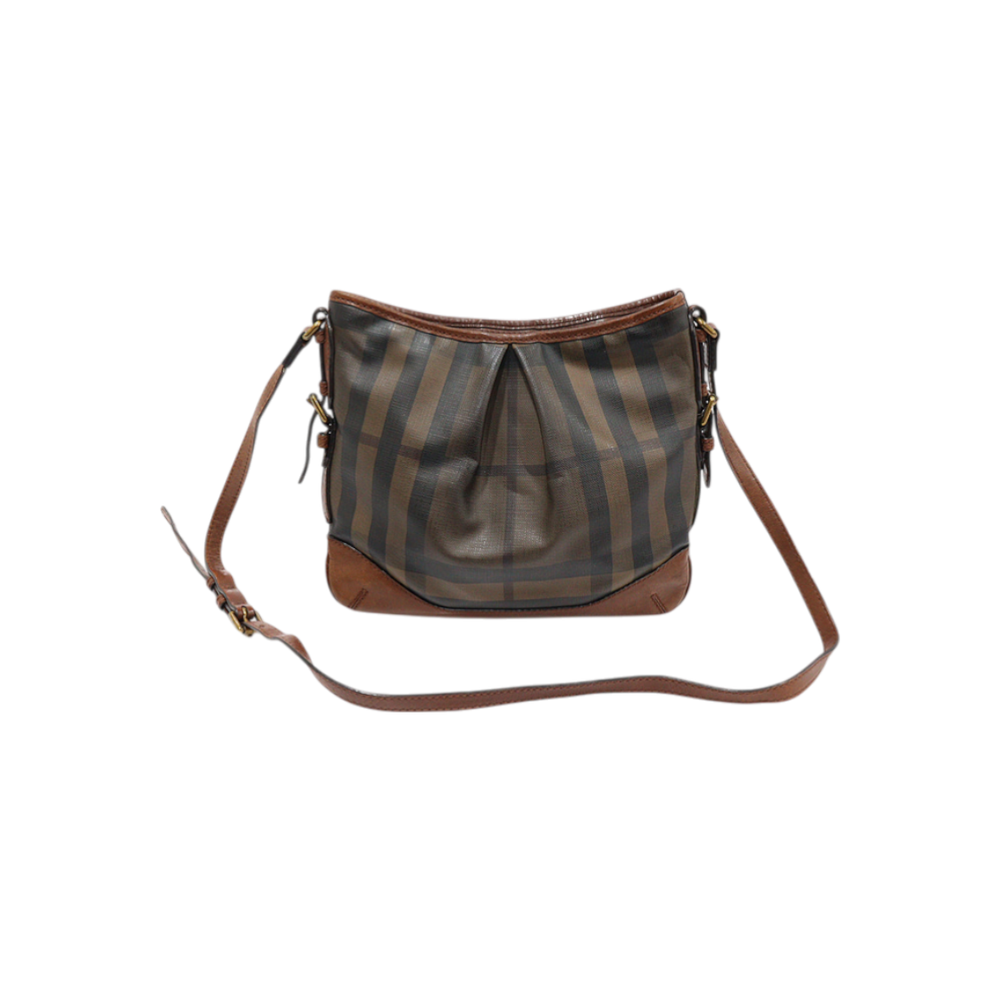 버버리 3763884 스모크 체크 캔버스 브라운 레더 하탐 크로스백(Burberry Hartham Crossbody Bag in Brown Leather with Smoke Check Canvas) - 1
