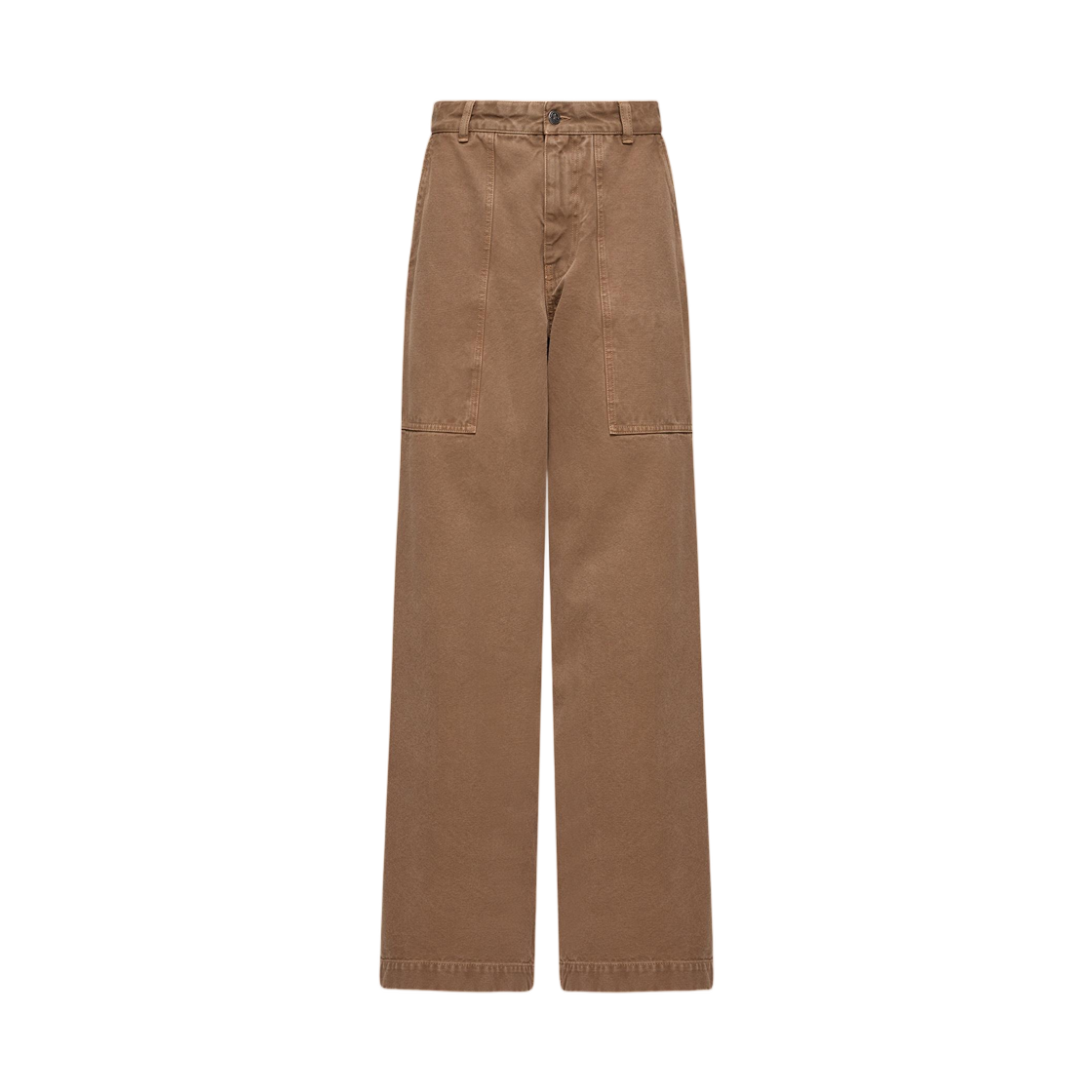 L1-093-2A00003-5999H-24N (W) Moncler Leather Logo Cotton Trousers Brown - 26SS