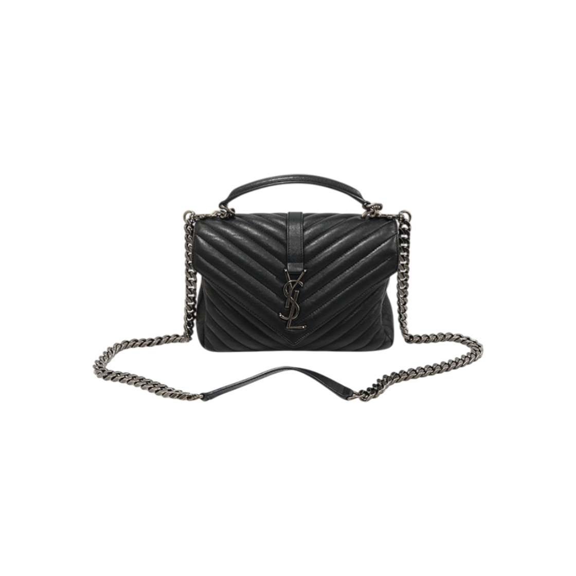 생로랑 487213 블랙 퀄팅 레더 모노그램 마틀라세 컬리지 미듐 2WAY(Saint Laurent Black Quilted Leather Monogram Matelasse College Medium 2-Way Bag) - 1