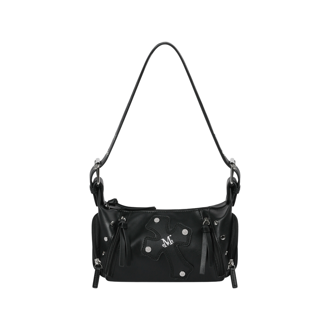 P0000CDI MUCENT Bael Cross Leather Patch Mini Shoulder Bag Black