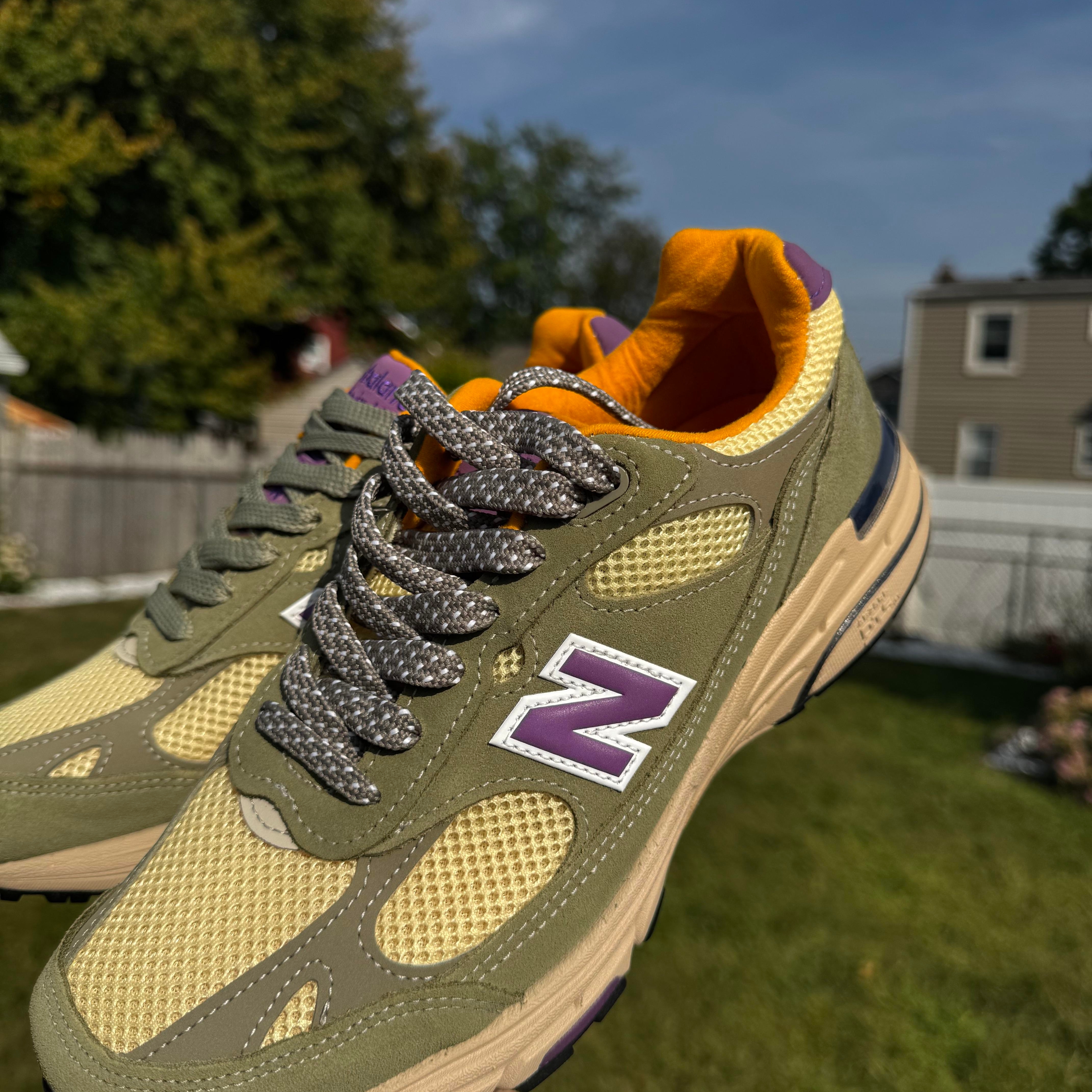New Balance 993 Made in USA Olive Leaf Maize 착용 스타일