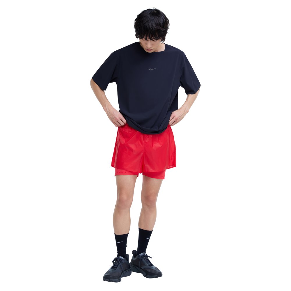 프로-스펙스 남성 투인원 레이싱 3부 반바지 레드(PRO-SPECS Men's 2-in-1 Racing 3-inch Shorts Red) - 5