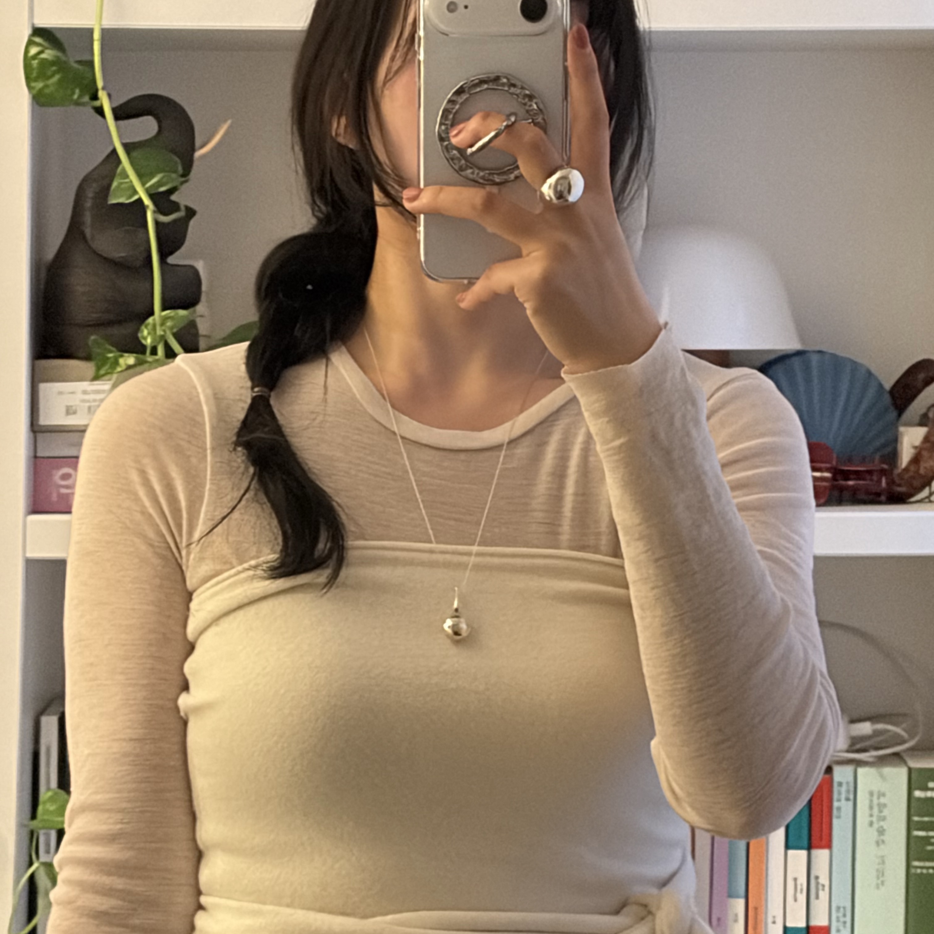 Byweekend Mul Necklace Silver, FARVEN Bucket Washing Denim Blue 착용 스타일 - 3