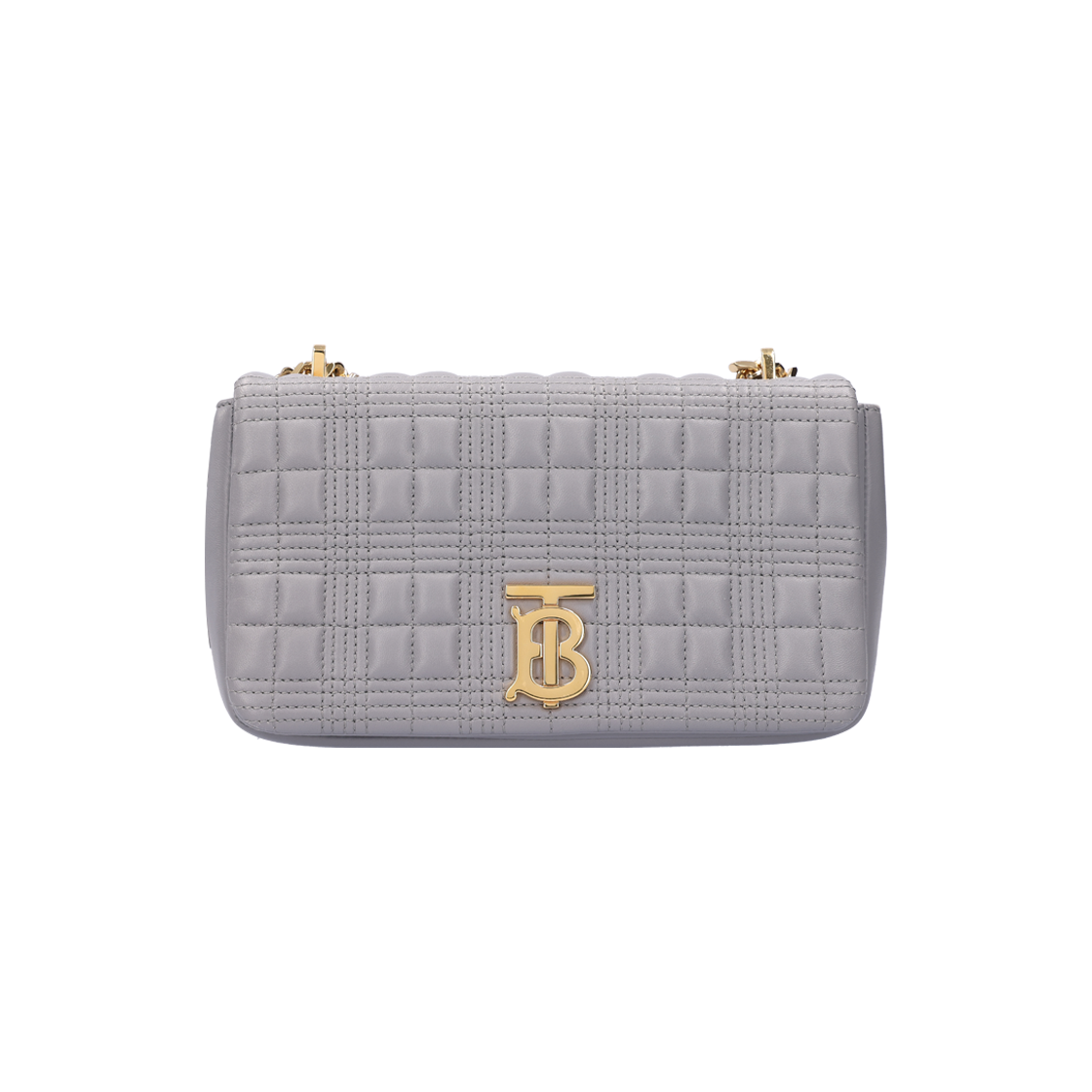 ITHEEB847QHB Burberry 8028109 Quilted Rula Bag in Lambskin Gray & Gold