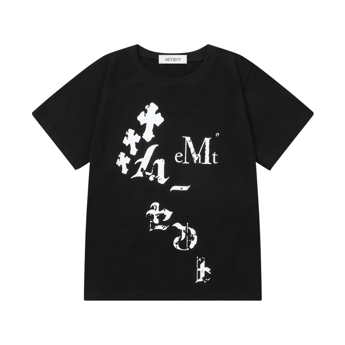P0000CDK MUCENT Noje Cross Crack Logo Harf T Black
