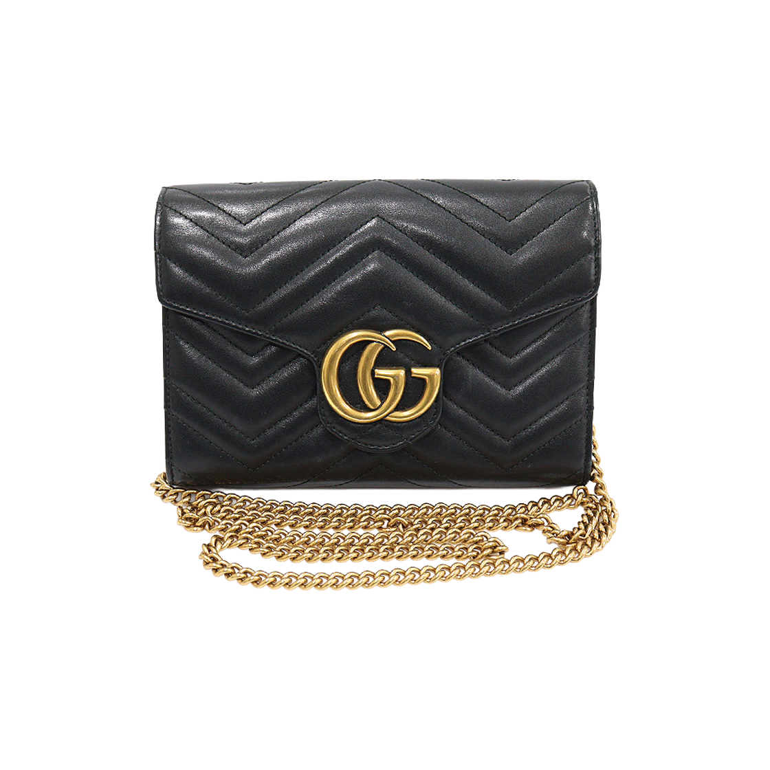 구찌 474575 블랙 마틀라세 GG 마몽 미니 체인 크로스백(Gucci 474575 Black Matelasse GG Marmont Mini Chain Crossbody Bag) - 1