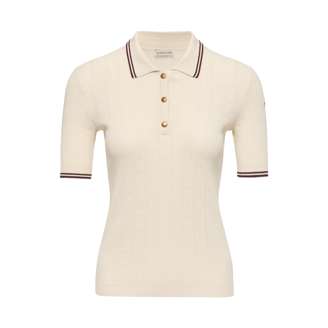 L1-093-9A00005-M9371-043 (W) Moncler Rhombus & Logo Pattern Cotton Polo Shirt White Ivory - 26SS