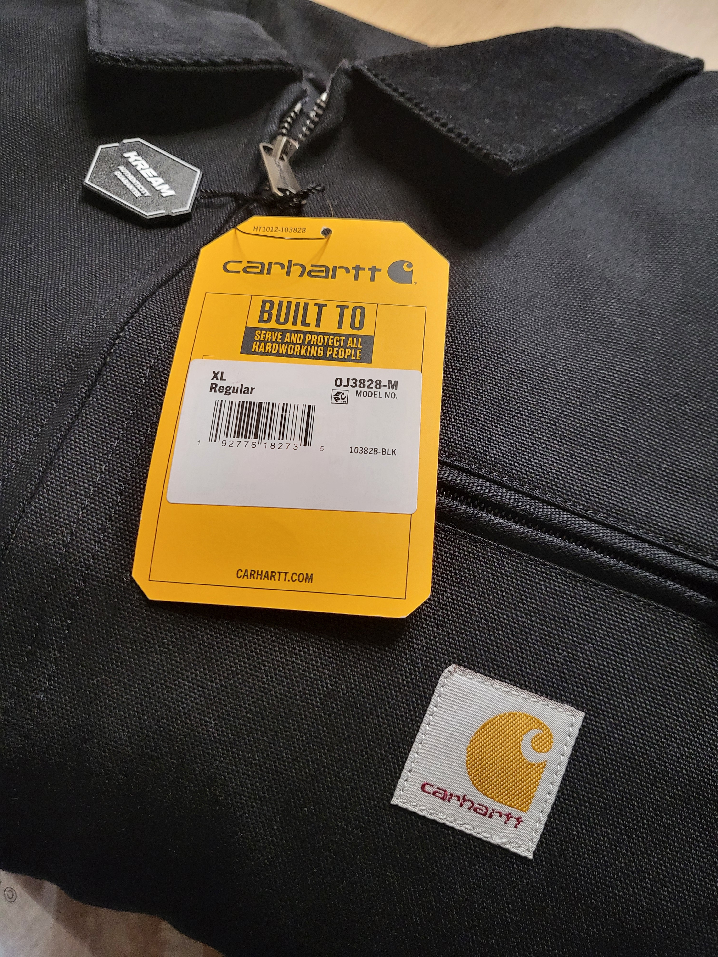 Carhartt Blanket Lined Relaxed Fit Regular Duck Detroit Jacket Black 착용 스타일 - 2