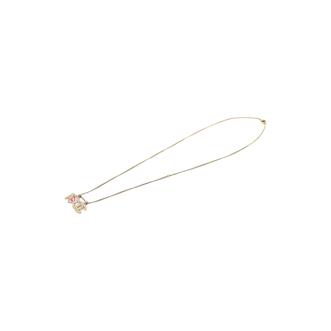 샤넬 AB8709 골드 메탈 핑크 크리스탈 하트 진주 펄 I Love CC 목걸이(Chanel AB8709 Gold Metal Pink Crystal Heart Pearl "I Love CC" Necklace)