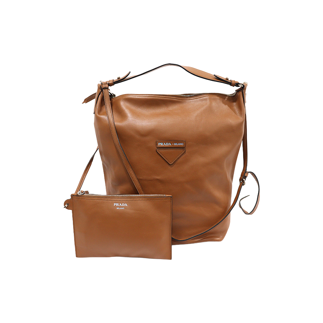 프라다 1BC066 브라운 그레이스 럭스 라이트 카프스킨 컨셉트 라지 호보 2WAY(Prada Brown Grace Lux Light Calfskin Large Hobo Bag 2-Way) - 1