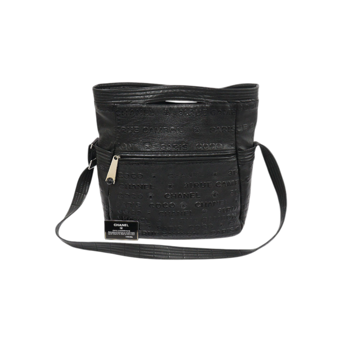 IT2CBSE52OK8 Chanel Black Embossed Leather Unlimited 31 Large Tote