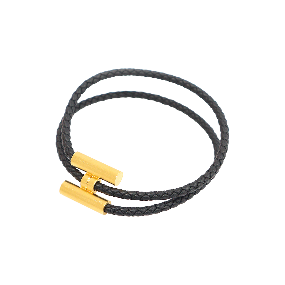 에르메스 H068406FM89 블랙 스위프트 카프스킨 금장 투니스 트레쎄 팔찌 T5(Hermes H068406FM89 Black Swift Calfskin Gold-Tone Tunisie Tresor Bracelet T5) - 1