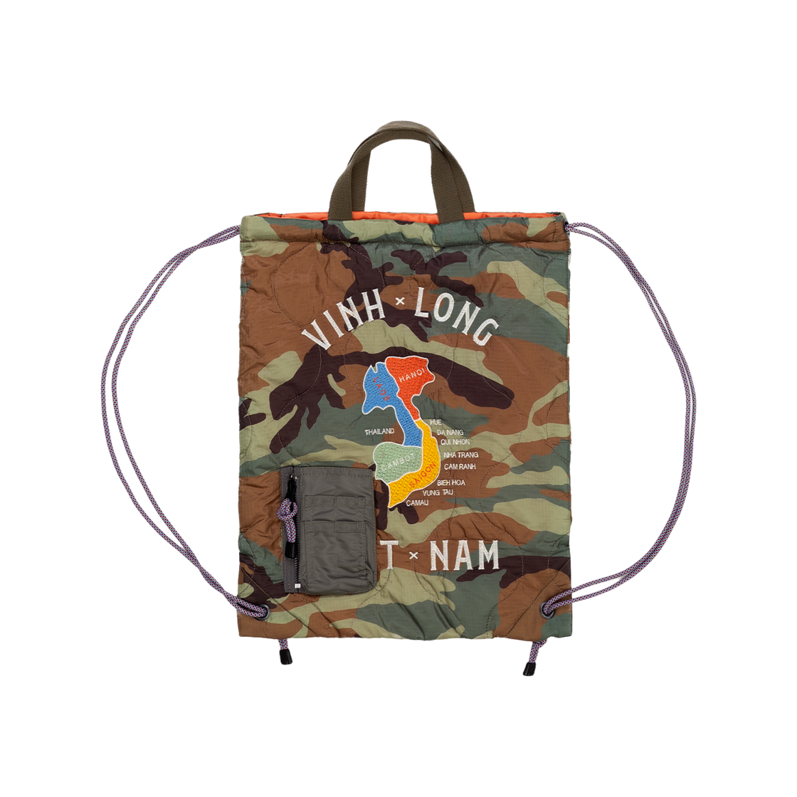 6907WD Houston Japan Military Quilt 2way Bag Map Wood 6907