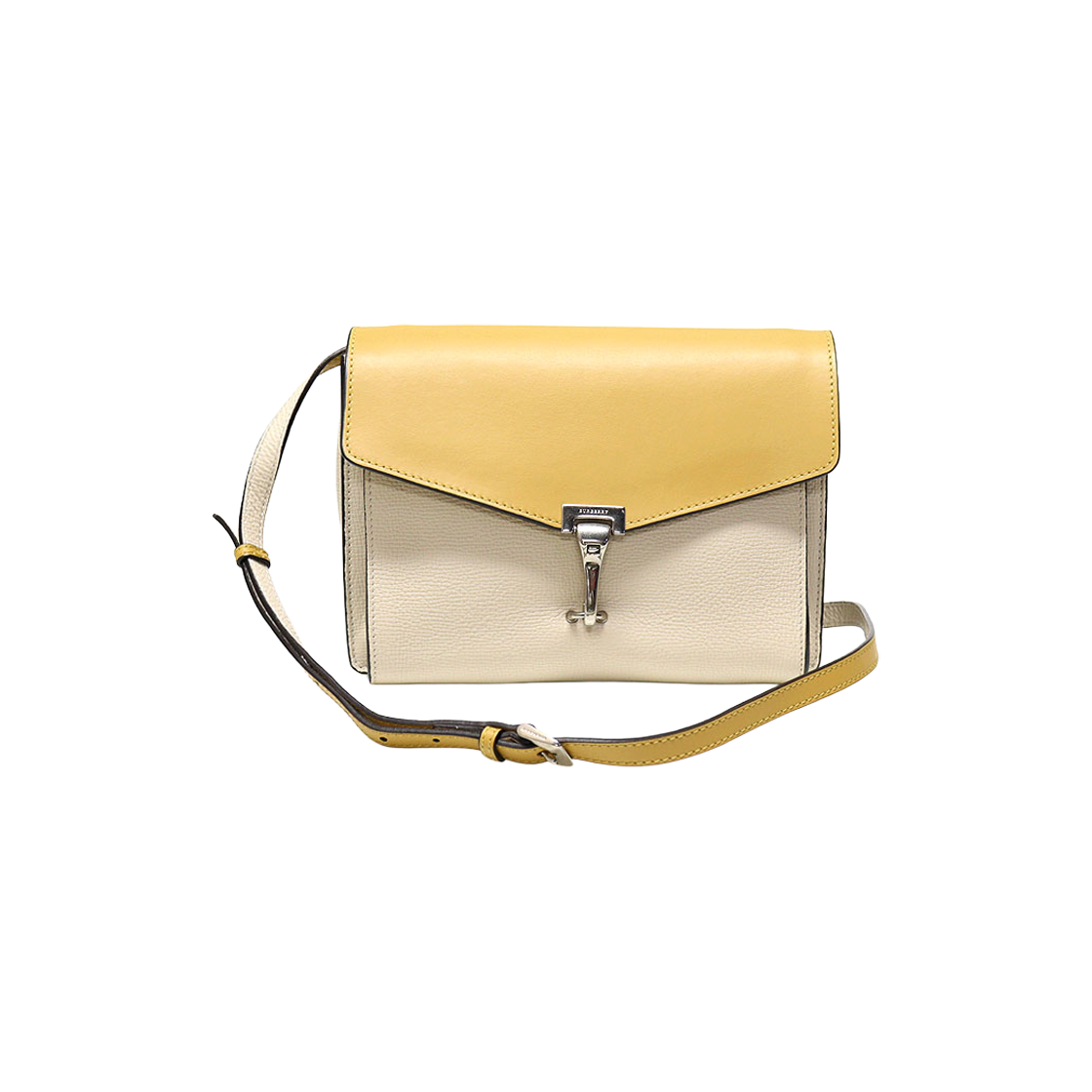 버버리 40764721 옐로우 라임스톤 바이컬러 그레인 레더 맥켄 스몰 크로스백(Burberry 40764721 Yellow Limestone Bi-Color Grain Leather Macken Small Crossbody Bag)