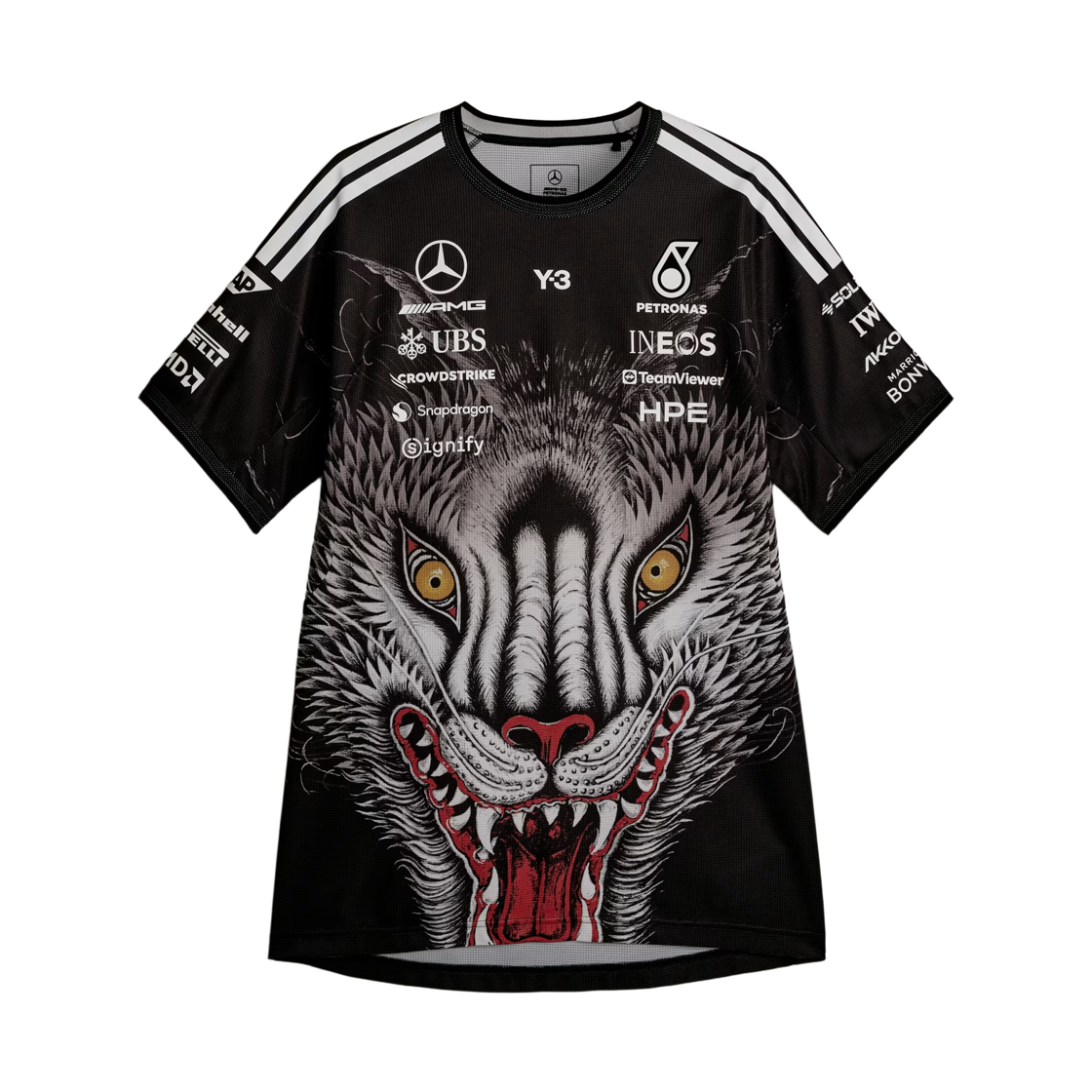 Y-3 x 메르세데스 AMG 페트로나스 F1 팀 실버 애로우 DRVR 숏슬리브 저지 블랙(Y-3 x Mercedes AMG Petronas F1 Team Silver Arrow Drvr SS Jersey Black) - 1