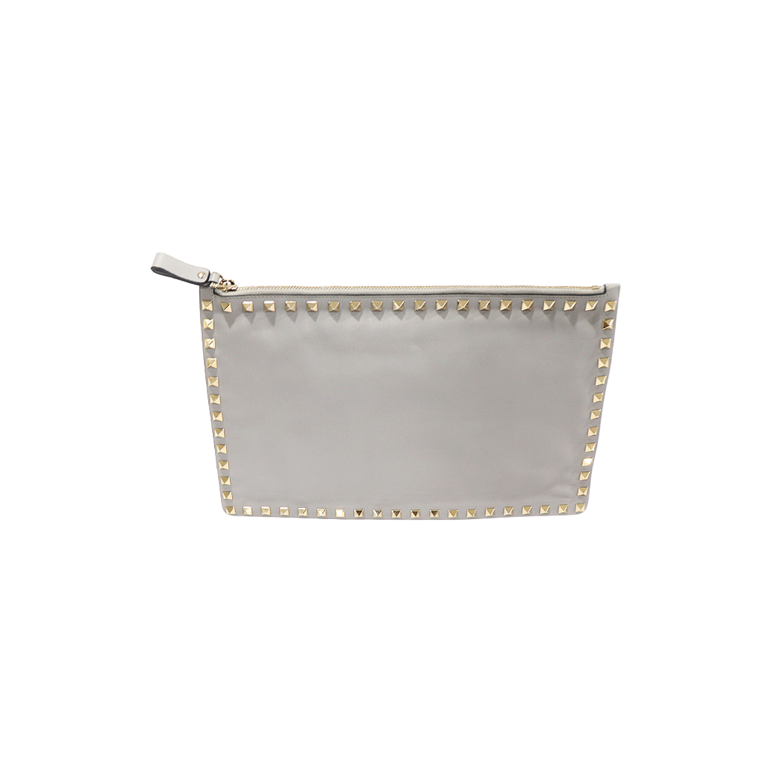발렌티노 PW2P0269BOL 그레이 카프스킨 금장 락스터드 파우치 클러치(Valentino Gray Calfskin Gold Rockstud Pouch Clutch) - 1