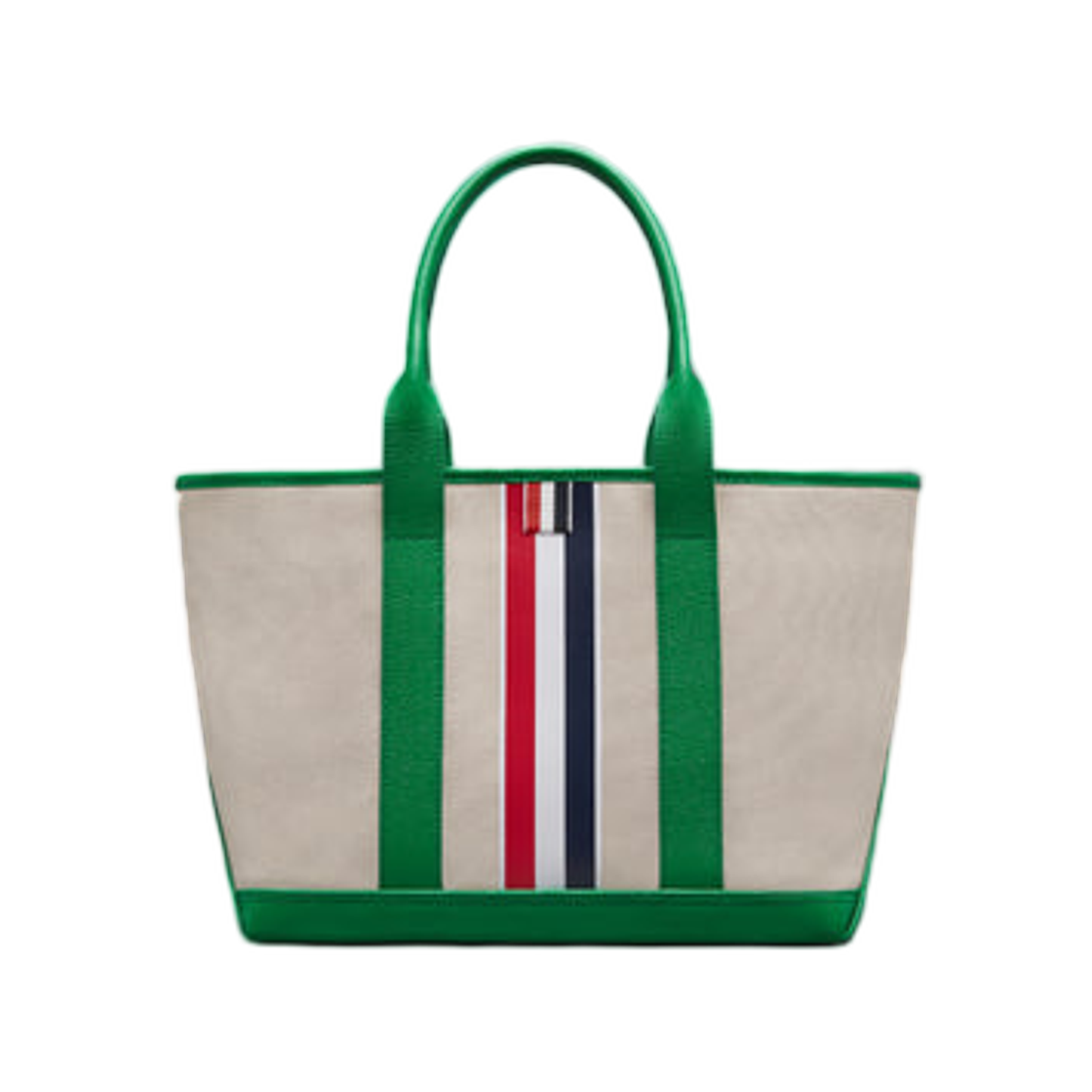 UAG262A-F0492-350 Thom Browne RWB Stripe Pepper Cotton Canvas RWB Stripe Small Tool Tote Green