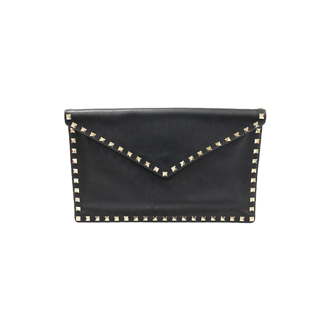 발렌티노 SW2P0P56BOL 블랙 카프스킨 락스터드 엔벨로프 클러치(Valentino Black Calfskin Rockstud Envelope Clutch) - 1